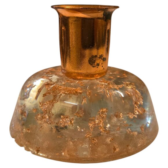 MCM Lucite Acrylic Candleholder Gold Flake Mid Century Candlestick Taper Holder - Picture 4 of 16